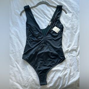 NWOT free people low cut bodysuit forest green pine